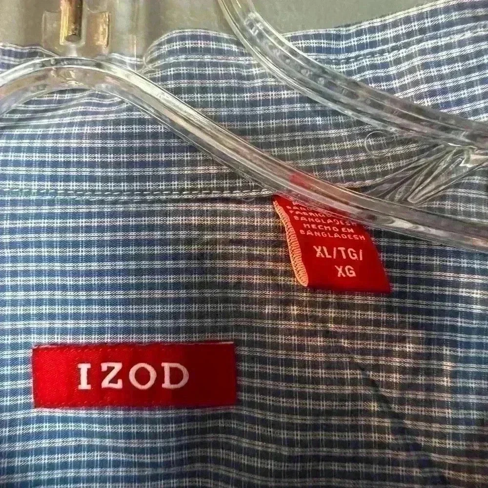Izod Checked Button Down Casual Dress Shirt Mens Sz XL